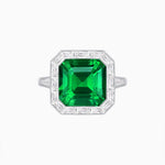 Load image into Gallery viewer, Art Deco Inspired Asscher Cut Ring with Baguette Diamond Halo - Shahin Jewelry