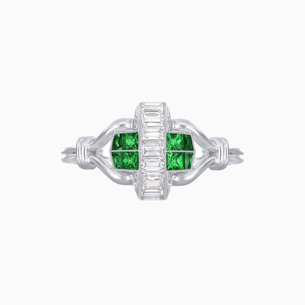 Art Deco Inspired Baguette Diamond Ring - Shahin Jewelry