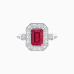 Load image into Gallery viewer, Art Deco Inspired Bezel-Set Emerald Cut Octagonal Halo Ring - Shahin Jewelry