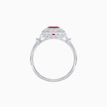Load image into Gallery viewer, Art Deco Inspired Bezel-Set Emerald Cut Octagonal Halo Ring - Shahin Jewelry