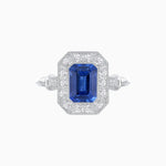 Load image into Gallery viewer, Art Deco Inspired Bezel-Set Emerald Cut Octagonal Halo Ring - Shahin Jewelry