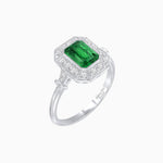 Load image into Gallery viewer, Art Deco Inspired Bezel-Set Emerald Cut Octagonal Halo Ring - Shahin Jewelry