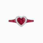 Load image into Gallery viewer, Art Deco Inspired Bezel-Set Heart Halo Ring with Calibré Gemstone Shoulders - Shahin Jewelry