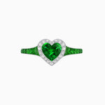 Load image into Gallery viewer, Art Deco Inspired Bezel-Set Heart Halo Ring with Calibré Gemstone Shoulders - Shahin Jewelry