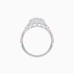 Load image into Gallery viewer, Art Deco Inspired Bezel-Set Heart Halo Ring with Calibré Gemstone Shoulders - Shahin Jewelry