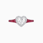 Load image into Gallery viewer, Art Deco Inspired Bezel-Set Heart Halo Ring with Calibré Gemstone Shoulders - Shahin Jewelry