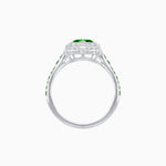 Load image into Gallery viewer, Art Deco Inspired Bezel-Set Heart Halo Ring with Calibré Gemstone Shoulders - Shahin Jewelry