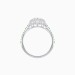 Load image into Gallery viewer, Art Deco Inspired Bezel-Set Heart Halo Ring with Calibré Gemstone Shoulders - Shahin Jewelry