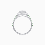Load image into Gallery viewer, Art Deco Inspired Bezel-Set Heart Halo Ring with Calibré Gemstone Shoulders - Shahin Jewelry