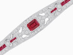 Load image into Gallery viewer, Art Deco Inspired Bracelet with Emerald Cut Center and Gemstones (Mounting) - Shahin Jewelry