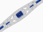 Load image into Gallery viewer, Art Deco Inspired Bracelet with Emerald Cut Center and Gemstones (Mounting) - Shahin Jewelry
