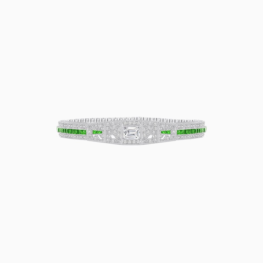 Art Deco Inspired Bracelet with Emerald Cut Diamond - Shahin Jewelry