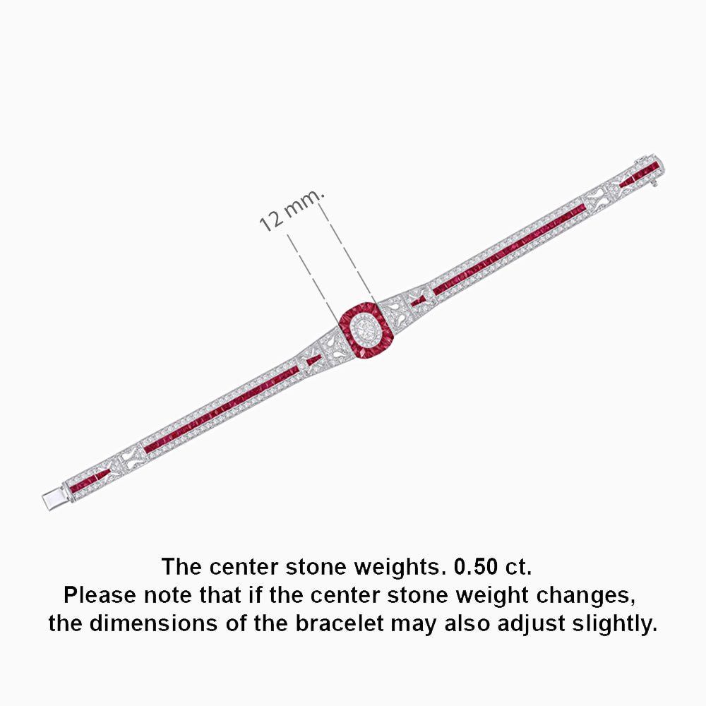 Art Deco Inspired Bracelet with Oval Center and Gemstones (Mounting) - Shahin Jewelry