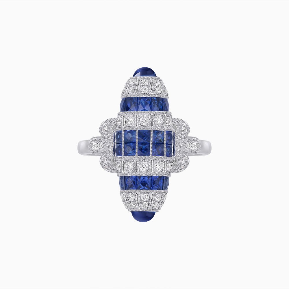 Art Deco Inspired Calibré-Cut Gemstone Barrel Cocktail Ring - Shahin Jewelry