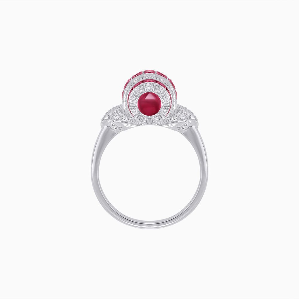 Art Deco Inspired Calibré-Cut Gemstone Barrel Cocktail Ring - Shahin Jewelry