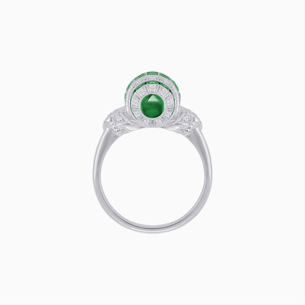 Art Deco Inspired Calibré-Cut Gemstone Barrel Cocktail Ring - Shahin Jewelry