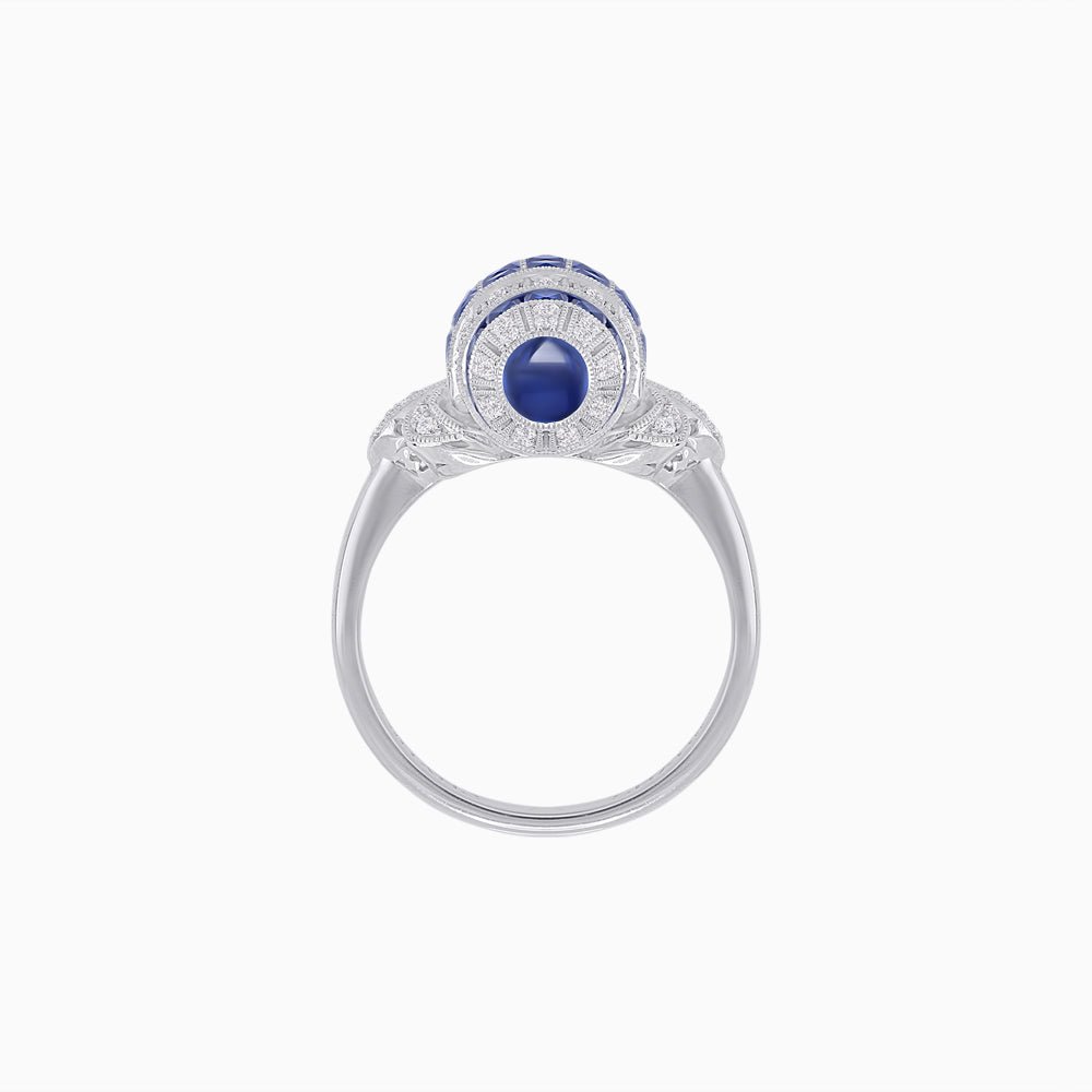 Art Deco Inspired Calibré-Cut Gemstone Barrel Cocktail Ring - Shahin Jewelry