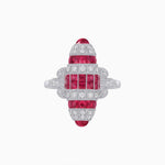 Load image into Gallery viewer, Art Deco Inspired Calibré-Cut Gemstone Barrel Cocktail Ring - Shahin Jewelry