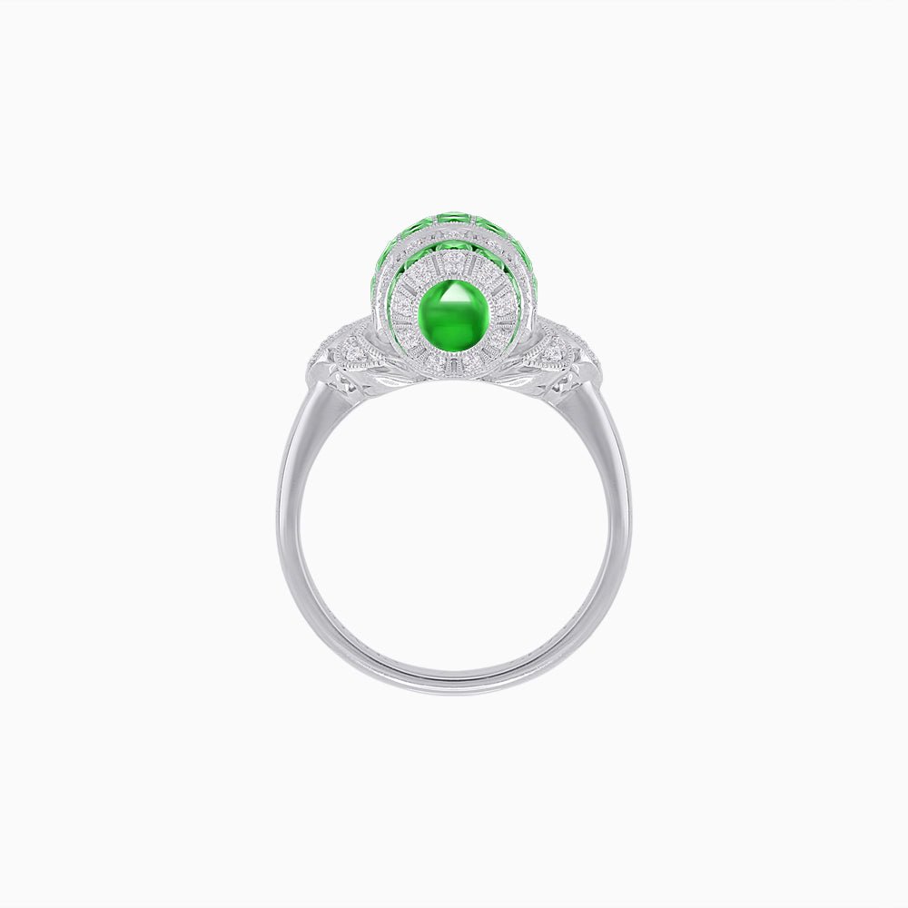 Art Deco Inspired Calibré-Cut Gemstone Barrel Cocktail Ring - Shahin Jewelry