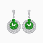 Load image into Gallery viewer, Art Deco Inspired Calibré Cut Gemstone Spiral Disc Earrings - Shahin Jewelry