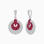 Load image into Gallery viewer, Art Deco Inspired Calibré Cut Gemstone Spiral Disc Earrings - Shahin Jewelry