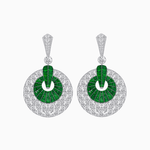 Load image into Gallery viewer, Art Deco Inspired Calibré Cut Gemstone Spiral Disc Earrings - Shahin Jewelry