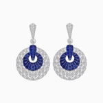 Load image into Gallery viewer, Art Deco Inspired Calibré Cut Gemstone Spiral Disc Earrings - Shahin Jewelry