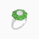 Load image into Gallery viewer, Art Deco Inspired Cocktail Illusion Diamond Ring with Gemstone - Shahin Jewelry
