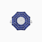 Load image into Gallery viewer, Art Deco Inspired Cocktail Illusion Diamond Ring with Gemstone - Shahin Jewelry
