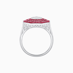 Load image into Gallery viewer, Art Deco Inspired Cocktail Illusion Diamond Ring with Gemstone - Shahin Jewelry
