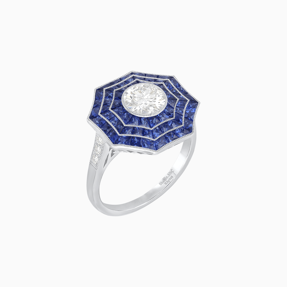 Art Deco Inspired Cocktail Ring with Gemstone - Shahin Jewelry