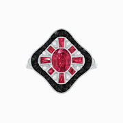 Art Deco Inspired Cocktail Ring with Gemstone - Shahin Jewelry