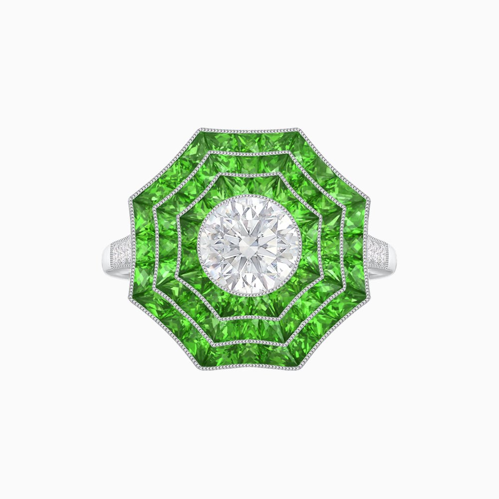 Art Deco Inspired Cocktail Ring with Gemstone - Shahin Jewelry