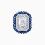 Load image into Gallery viewer, Art Deco Inspired Convertible Emerald Cut Double Halo Ring Pendant - Shahin Jewelry