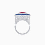 Load image into Gallery viewer, Art Deco Inspired Convertible Emerald Cut Double Halo Ring Pendant - Shahin Jewelry