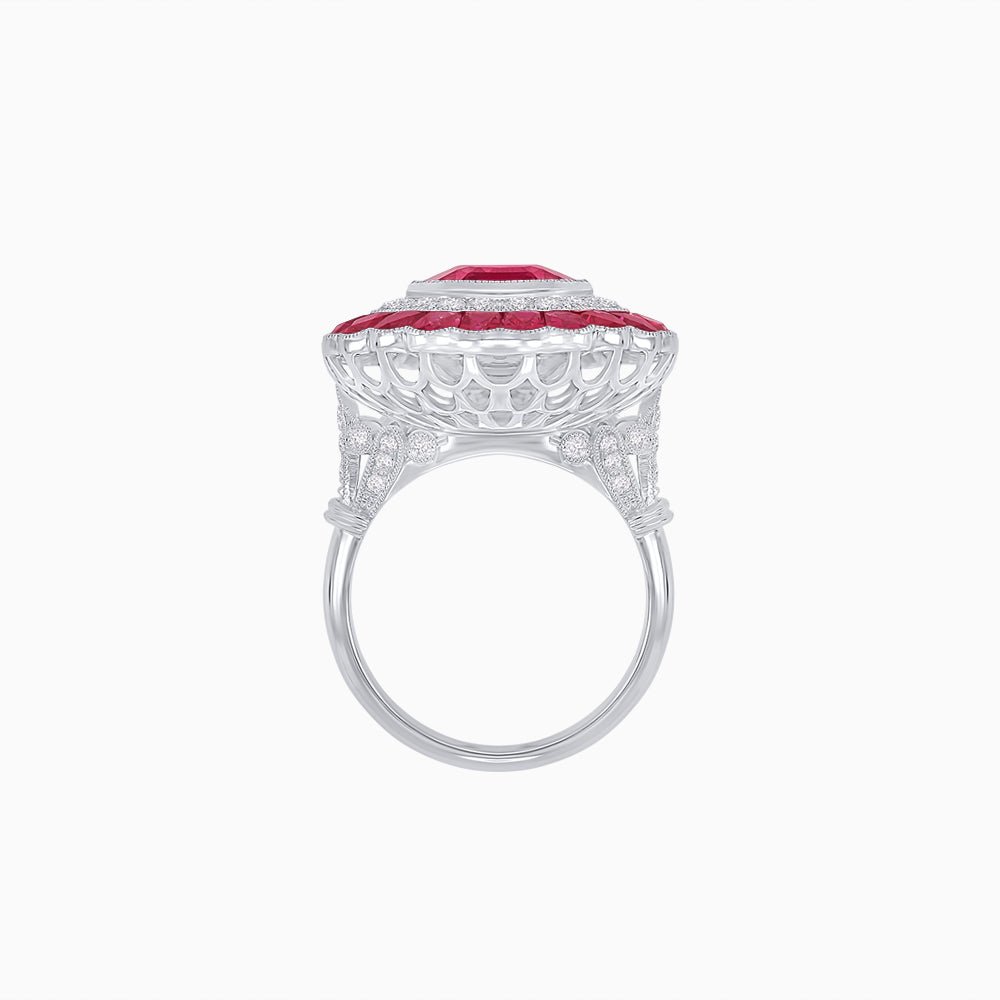 Art Deco Inspired Convertible Emerald Cut Double Halo Ring Pendant - Shahin Jewelry