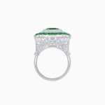 Load image into Gallery viewer, Art Deco Inspired Convertible Emerald Cut Double Halo Ring Pendant - Shahin Jewelry