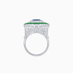 Load image into Gallery viewer, Art Deco Inspired Convertible Emerald Cut Double Halo Ring Pendant - Shahin Jewelry