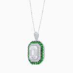 Load image into Gallery viewer, Art Deco Inspired Convertible Emerald Cut Double Halo Ring Pendant - Shahin Jewelry