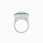 Load image into Gallery viewer, Art Deco Inspired Convertible Emerald Cut Double Halo Ring Pendant - Shahin Jewelry