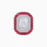 Load image into Gallery viewer, Art Deco Inspired Convertible Emerald Cut Double Halo Ring Pendant - Shahin Jewelry