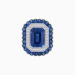 Load image into Gallery viewer, Art Deco Inspired Convertible Emerald Cut Double Halo Ring Pendant - Shahin Jewelry