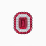 Load image into Gallery viewer, Art Deco Inspired Convertible Emerald Cut Double Halo Ring Pendant - Shahin Jewelry