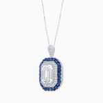 Load image into Gallery viewer, Art Deco Inspired Convertible Emerald Cut Double Halo Ring Pendant - Shahin Jewelry