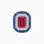 Load image into Gallery viewer, Art Deco Inspired Convertible Emerald Cut Double Halo Ring Pendant - Shahin Jewelry