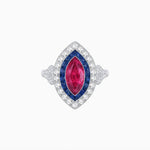 Load image into Gallery viewer, Art Deco Inspired Convertible Marquise Double Halo Ring Pendant - Shahin Jewelry