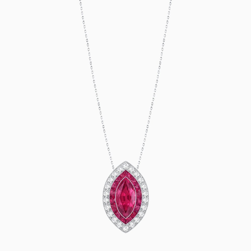 Art Deco Inspired Convertible Marquise Double Halo Ring Pendant - Shahin Jewelry