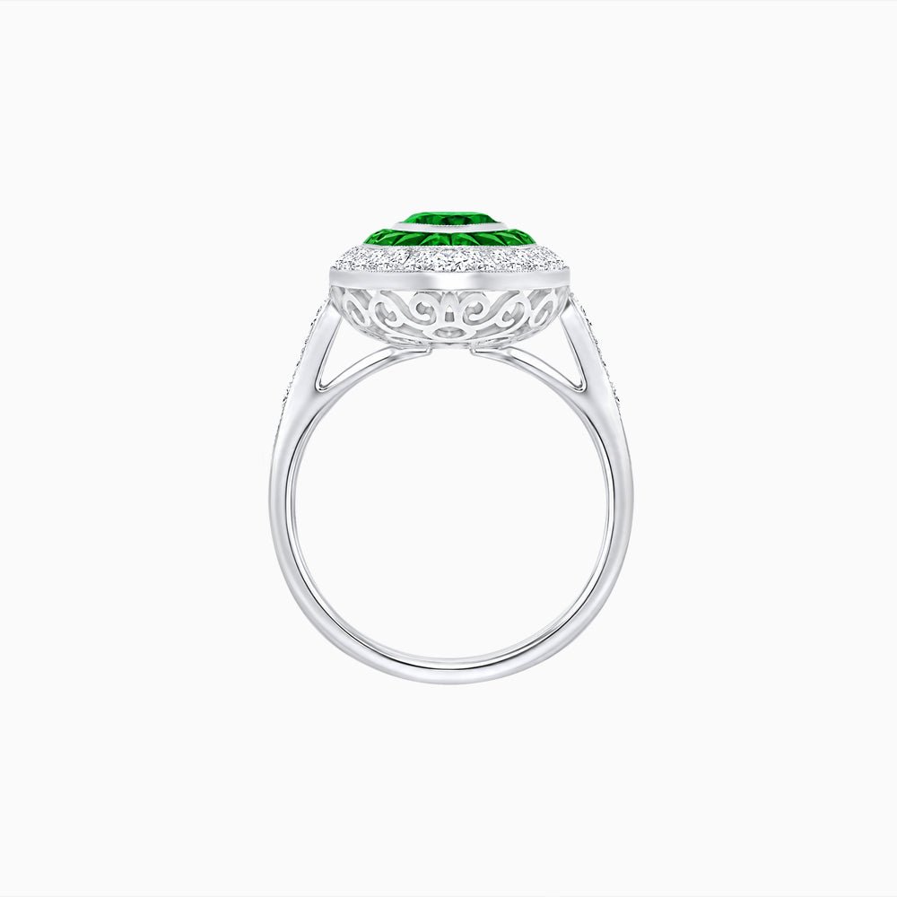 Art Deco Inspired Convertible Marquise Double Halo Ring Pendant - Shahin Jewelry