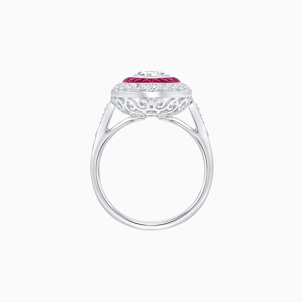 Art Deco Inspired Convertible Marquise Double Halo Ring Pendant - Shahin Jewelry
