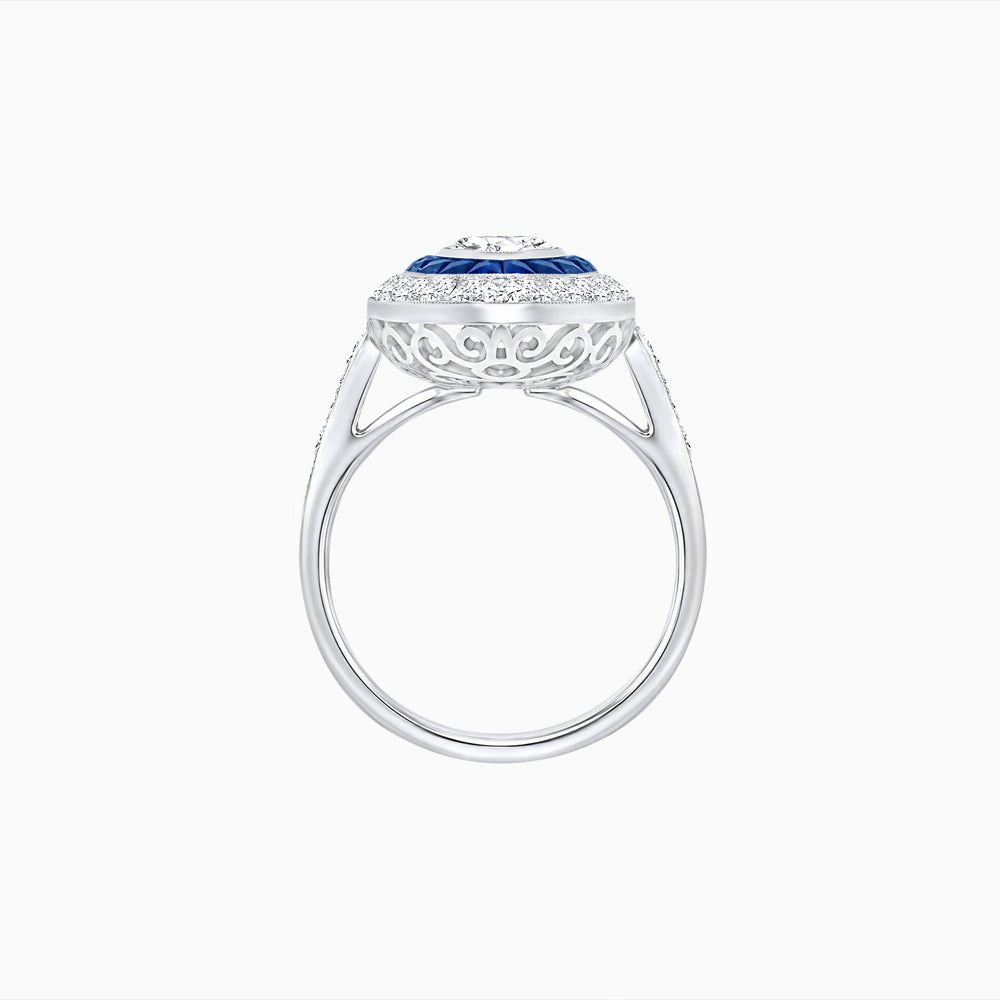 Art Deco Inspired Convertible Marquise Double Halo Ring Pendant - Shahin Jewelry